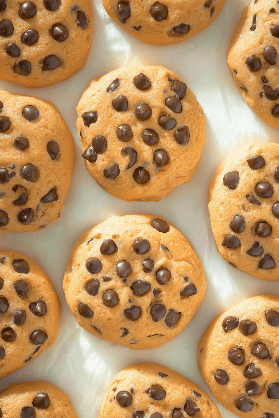 Protein Cookies – Soft, Low Carb Cookies Packed with Protein 2 Soft golden-brown chocolate chip cookies on parchment