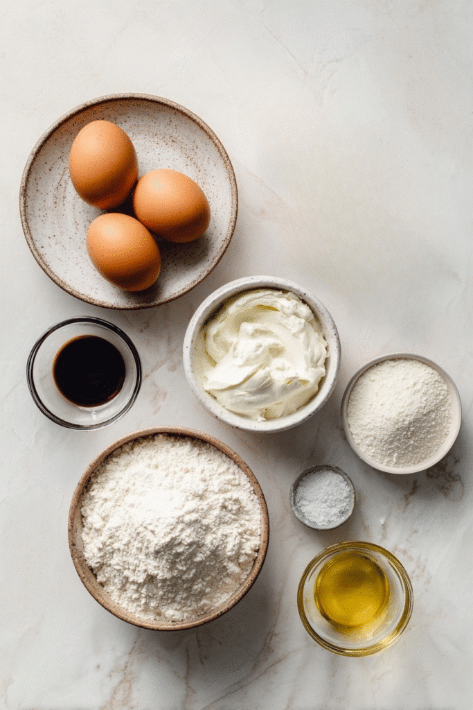 Protein Pancakes Recipe: Quick, Fluffy & Low-Carb Breakfast Win 3 Protein pancakes recipe ingredients including eggs, yogurt, protein powder, and vanilla.