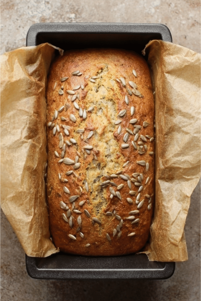 Low Carb Bread That Tastes Like the Real Thing 1 Freshly baked low carb bread in a loaf pan