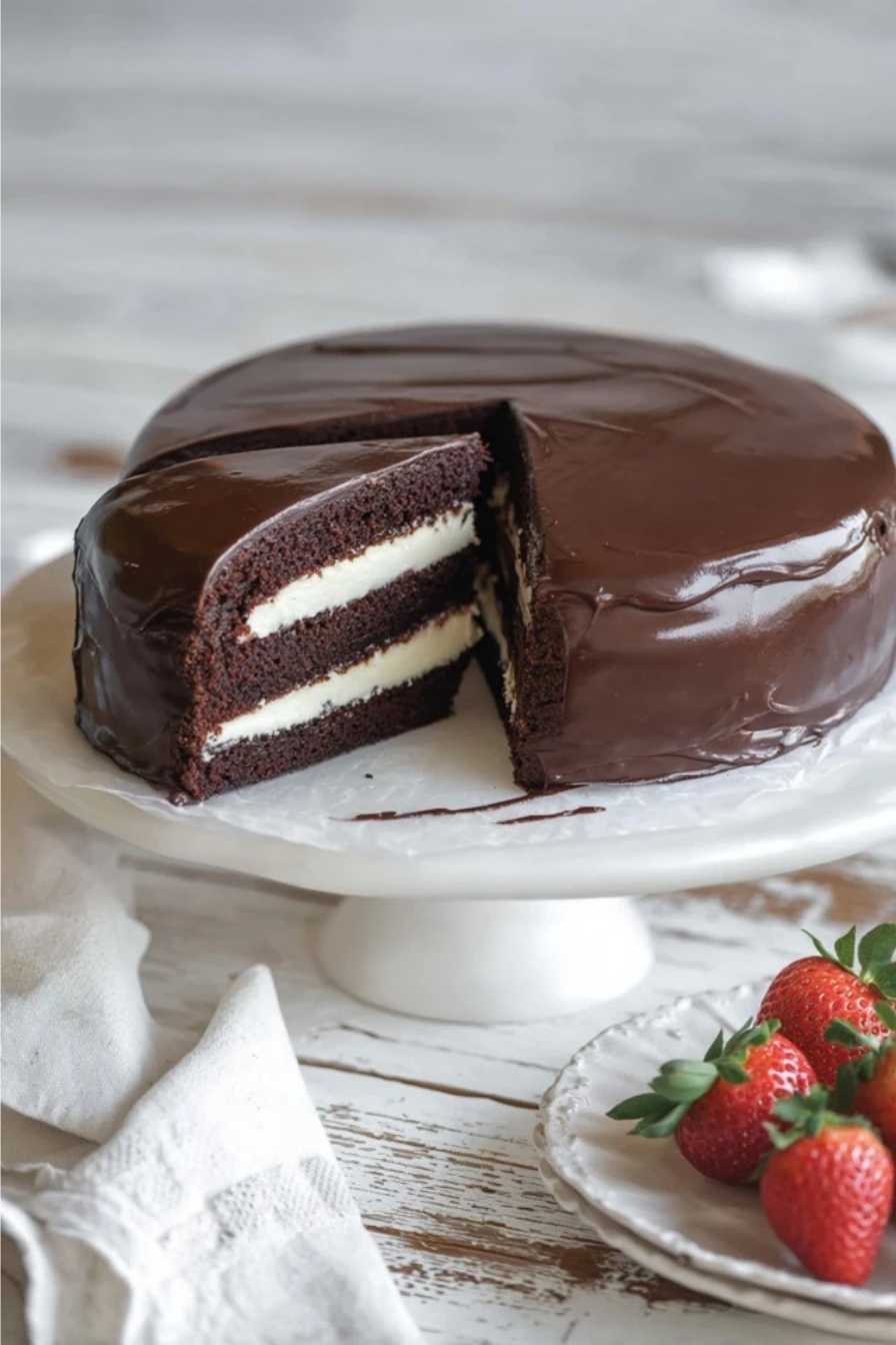 Keto Ding Dong Cake – A Rich, Creamy Classic Made Low Carb 2 Finished Keto Ding Dong Cake with glossy ganache and cream layers